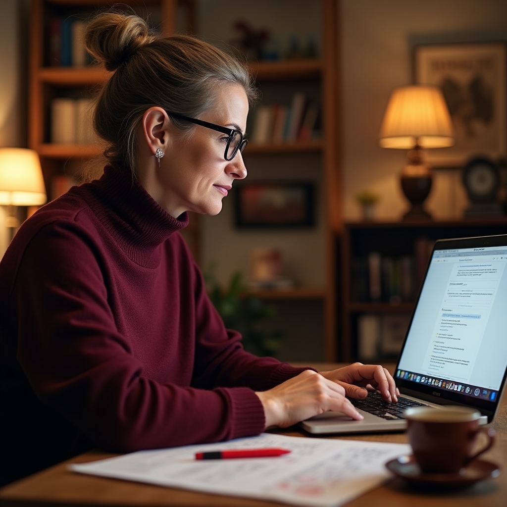Person schreibt SEO-optimierte Webseitentexte am Schreibtisch